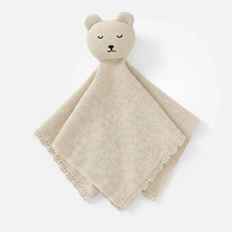 Doudou in maglia di cotone beige per neonato