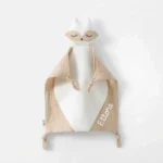 Doudou volpe in mussola di cotone beige con nome personalizzato