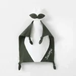 Doudou volpe in mussola di cotone verde bosco con nome personalizzato