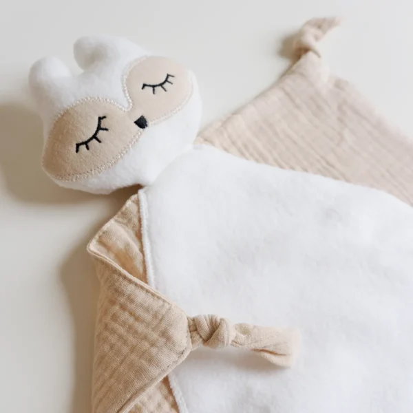 Kit nascita volpe beige con doudou in mussola